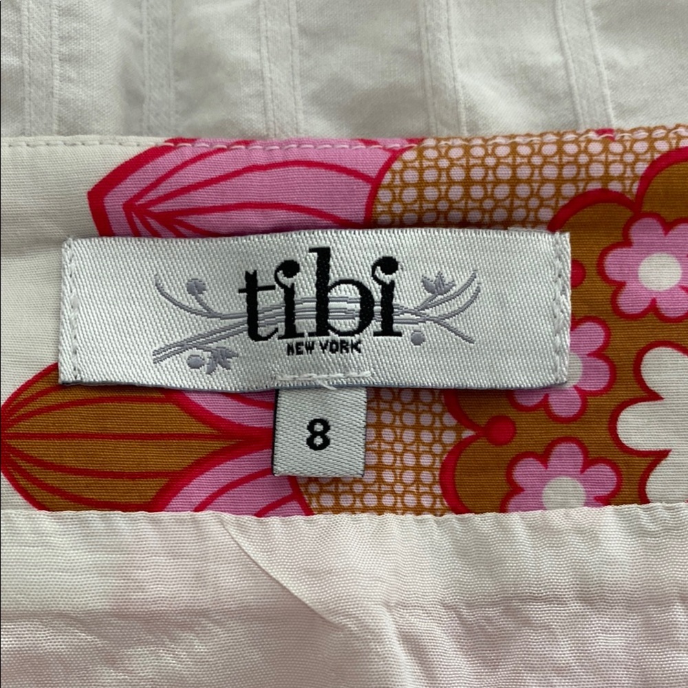 Tibi Red, brown and Pink floral Embellished A-Line Mini Skirt size 8 fully lined - Picture 6 of 8